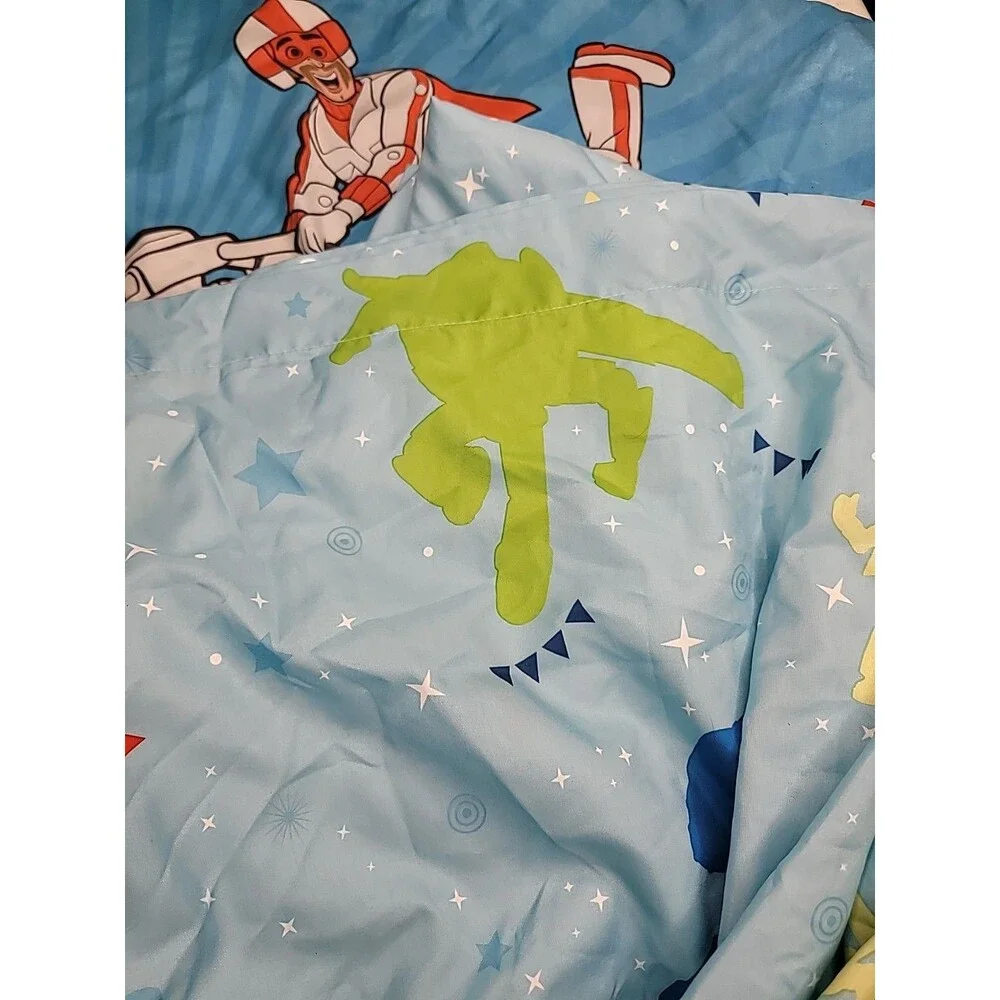 Toy Story 4 Twin Sheet  Blue Fitted and Flat Sheet Plus 1 Pillowcase